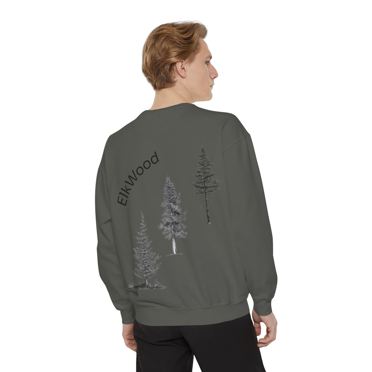 ElkWood Pine Trees Sweatshirt — Nature Graphic Garment-Dyed Crewneck