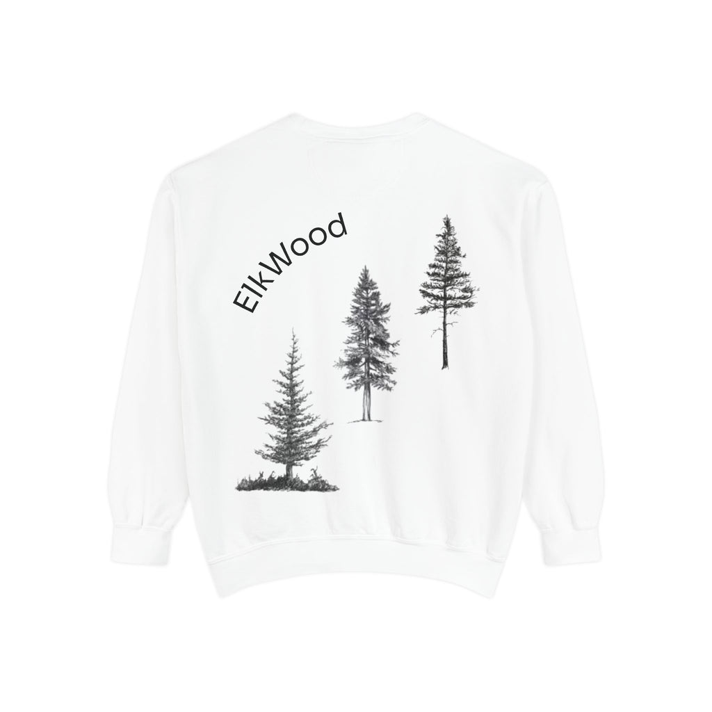 ElkWood Pine Trees Sweatshirt — Nature Graphic Garment-Dyed Crewneck