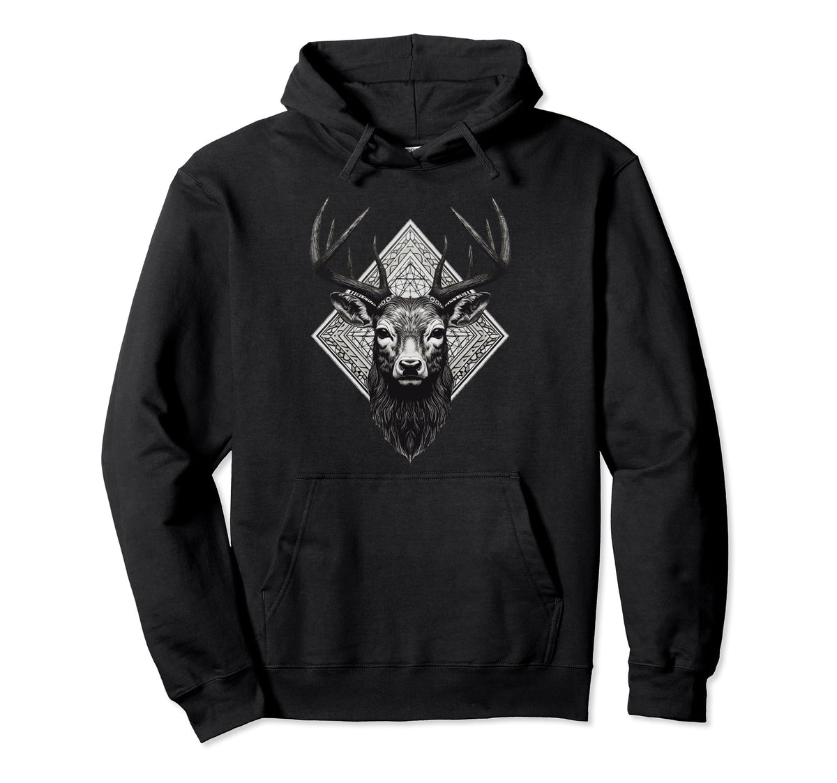Boho Deer Head Monochromatic Stag Antlers Hoodie - Graphic Print Men Women